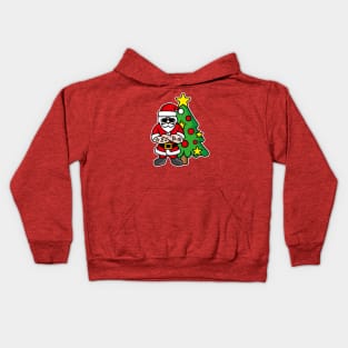 Hipster ROCK Santa Claus tattoo Christmas tree Kids Hoodie